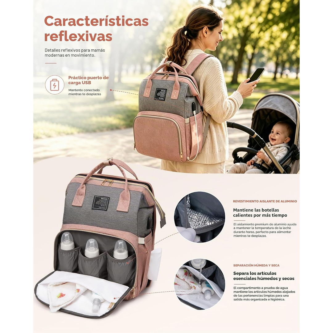 Mochila Cambiador con Cuna Plegable para Bebé