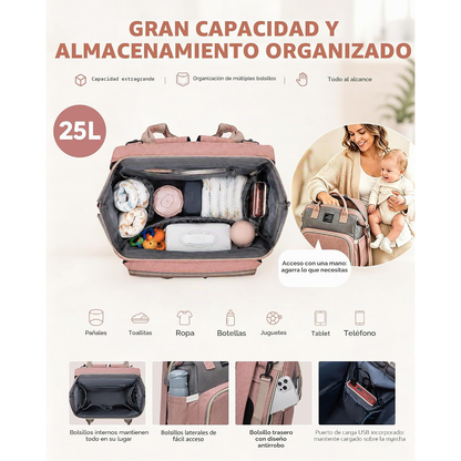 Mochila Cambiador con Cuna Plegable para Bebé