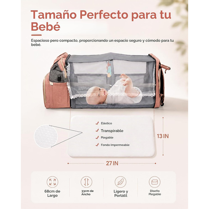 Mochila Cambiador con Cuna Plegable para Bebé
